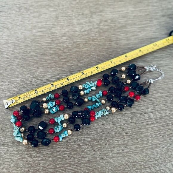 Turquoise Multistrand Beaded Statement Necklace - Picture 3 of 3